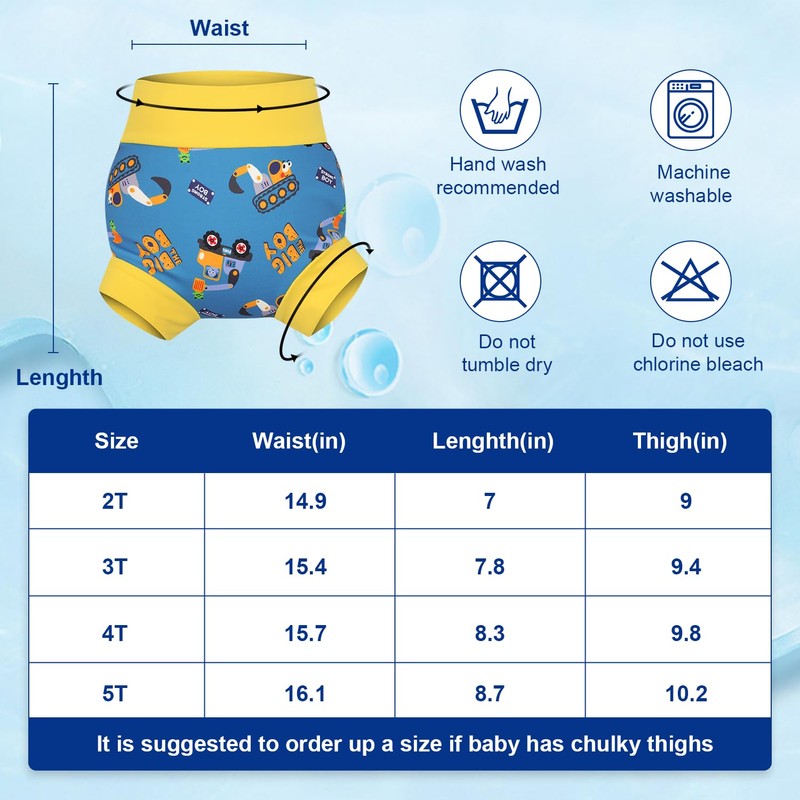 MooMoo Baby Reusable Swim Diapers 3 Pcs Waterproof Swimming Diapers