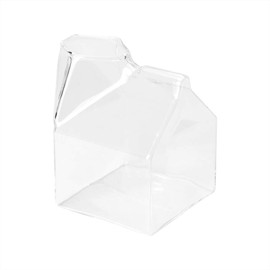 12 Ounce Glass Milk Carton, 1 Reusable Milk Carton Creamer - Durable, Serve Cream, Milk, or Juice, Clear Glass Mini Milk Carton, Dishwasher-Safe, For Homes or Restaurants - Restaurantware