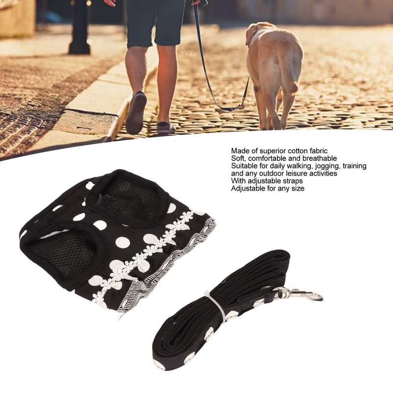 Dog Harness Leash Cute Stylish Polka Dot Pet Vest Traction