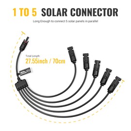 BougeRV Solar Y Connector Solar Panel Parallel Connectors Extra Long 1 to 5 Solar Branch PV Adapter Cable Wire Plug Tool Kit (M/FFFFF and F/Mmmmm)