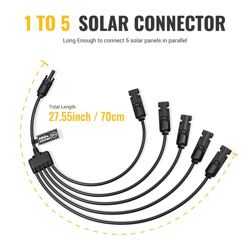 BougeRV Solar Y Connector Solar Panel Parallel Connectors Extra Long