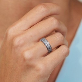 AmorArtSky Trust God Fidget Spinner Ring for Women & Men - Anxiety Relief 18K Gold Plated Stainless Steel, Hypoallergenic Fidget Gift for Her,Size 6/7/8/9/10 (Trust God Fidget Ring_Silver, size 10)