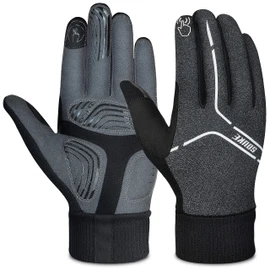 Souke Sports Cycling Gloves, Winter, Windproof & Cold Protection Gloves, Smartphone Compatible, Road Bike Gloves, Anti-Slip, Bicycle Gloves, grey (grey marl)
