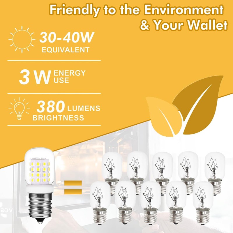 ZSSXOLED Microwave Oven Light Bulb E17 Base 3W 125V E17
