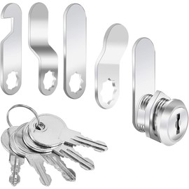 Locker Lock, Mailbox Lock, 5 Keys, Furniture Lock Comes with 5 Different Lock Plates, for Cabinet Doors, Furniture, 16 mm