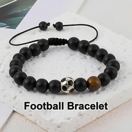 FEXPDL Football Bracelets, Birthday Gifts for Boys, Gifts for Son Grandson Nephew Teen Boys' Football Bracelet With 1 card