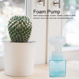 Foaming Soap Dispenser, Flower Shaped Foaming Bottle Refillable Pump Bottles for Shower Foaming Hand Soap Reusable Bottle 250ml (Blue)