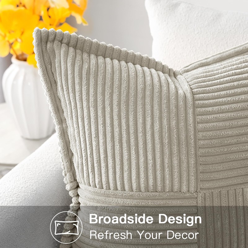 Artscope Corduroy Cushion Covers Pack of 2 Modern Patchwork Throw