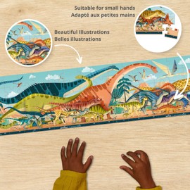 Janod Dino,Dinosaur Children’s 100-Piece Panoramic Puzzle-1-Metre Long-FSC-Certified Cardboard-Vegetable Ink-Made in France-6 Years +, J05831, Multicolor