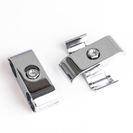 BQLZR 2x Double Hole Tube Clamp Pipe Round Tube Two-way Connector 82x25mm Silver