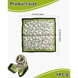 LEEQ Bandana, Women's Headscarf, Mulberry Silk Scarf, Square Satin Headscarf, Graphic Print Silk Scarf, Elegant Neckerchief, Gift for Mother, Suitable for Handkerchief, Neck, Wrist (Green)