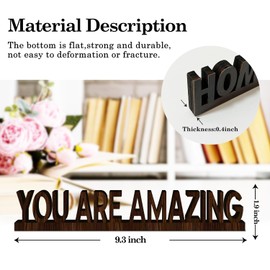 Wooden Cutout Desk Decor You are Amazing Wood Letter Art Home Decor, Freestanding Tabletop Decor Inspirational Gifts for Women Men Couple Friends Phrase Desk Sign for Living Room Dining Room -285