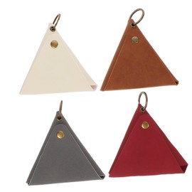 Healeved 4PCS Retro Leather Triangle Coin Pouch Set Portable Coin Purse for Keys Change and Accessories Retro Design Zipper for Daily Use Random Color