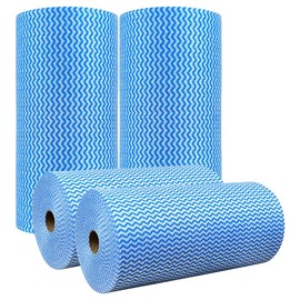 YqsIbth J Cloth Roll, 4 Rolls All Purpose Cloths, Disposable Cleaning Cloths, Blue Cloth Roll J Cloths for Kitchen Bathroom Window Soft and Absorbent Cleaning Clothes(Blue 180 Sheets)