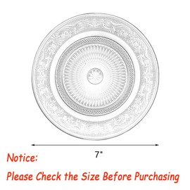 Frcctre 12 Pack Glass Salad Plates, 7 Inches Small Glass Dessert Plates Fruit Plate Appetizer Snack Plate Glasses Dinnerware Set with Beautiful Carved Pattern