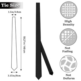 AidShunn Black Tie Classic Mens Solid Color Ties 3.15" Formal Necktie for Business Wedding Interview Office Work Wear