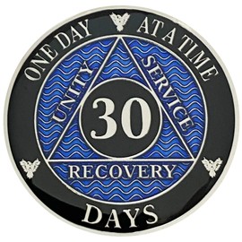 Simply Minimal AA 30 Days Silver Color Plated Coin, Alcoholics Anonymous Medallion