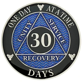Simply Minimal AA 30 Days Silver Color Plated Coin, Alcoholics Anonymous Medallion