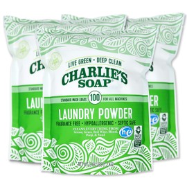 Charlie’s Soap Laundry Powder (100 Loads, 3 Pack) Hypoallergenic Deep Cleaning Washing Powder Detergent – Eco-Friendly, Safe, and Effective
