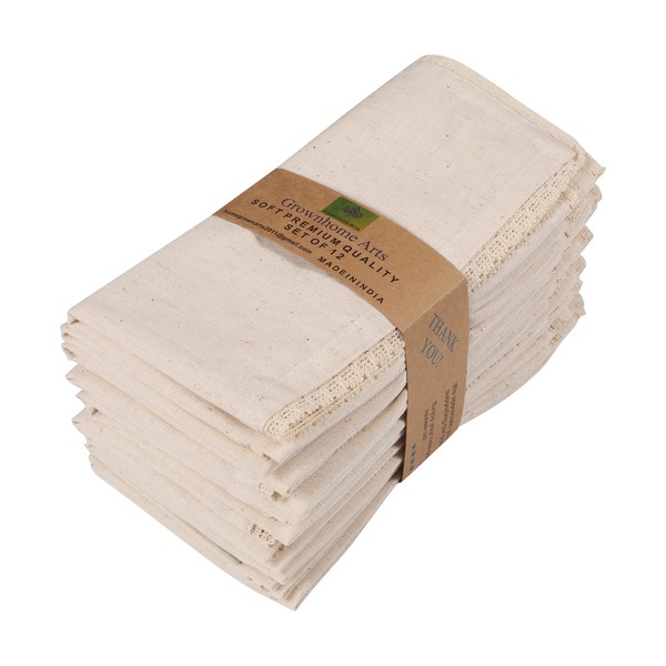 Grownhome Arts - Juego de 12 servilletas de lino de