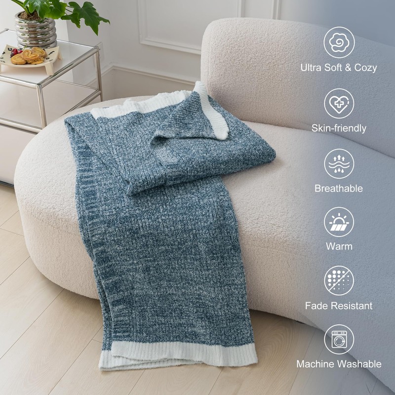 MH MYLUNE HOME Ultra Soft Ribbed Throw Blanket for Couch