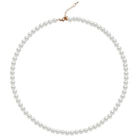 Generic Pearl Necklace for Women, 4/6mm White Imitation Pearl Necklace, Round Faux Glass Pearl Necklace, Pearl Choker Necklace, Elegant Wedding Parties Necklace for Gift