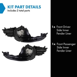 TRQ TRQ Front Inner Fender Liner Set Compatible with 2017-2022 Subaru Impreza SU1248128 SU1249128