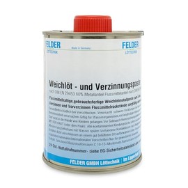 by Felder Soft Soldering & Tinning Paste Sn97Cu3 Lead-Free > 60% Metal F-SW 21 (DIN EN ISO 9454-1) Ready to Use 1 kg Tin with Brush - for Tinning & Pre-Tinning in Body Construction