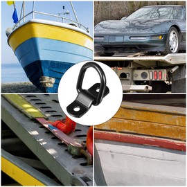 X AUTOHAUX 12pcs D Ring Tie Down Anchor 1/4" Diameter D Rings Anchor Lashing Ring for Trailer Truck Boat RV ATV SUV Vehicle Cars Black