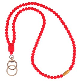 LEGENTLISUR Silicone Lanyard Beaded Lanyard Soft Super Silicone Beads Lanyards Teacher Lanyards for ID Badges and Keys Breakaway Gift for Women Nurse Teacher(Red)