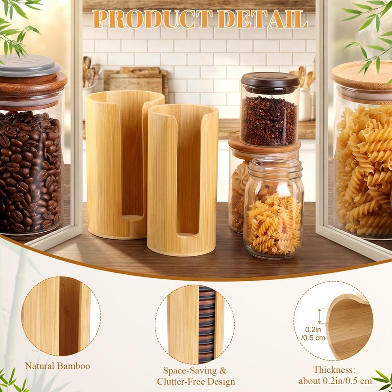 AFOROEOA 2 Pack Bamboo Mason Jar Lid Organizer - Vertical