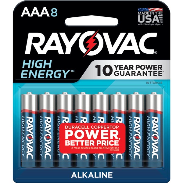 Rayovac AAA Batteries, Alkaline, 8 Count
