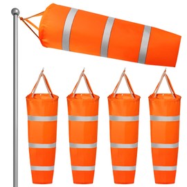 ZOOFOX 4 Pack 40 Inch Windsock, Heavy Duty Printed Wind Direction Measurement Sock Bag, Rip-Stop Orange Windsocks with Reflective Belt for Outdoors Airport Farm and Park