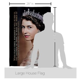 Queen Elizabeth II Flag Better Happier Place ER American Flag Sympathy Remembrance Bereavement Applique Memorial Gifts for Women Wall Art Banner Home Quote Decoration for Outside, Made in USA