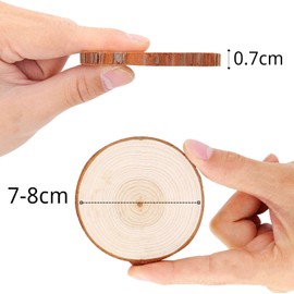 Natural Wood Slices Craft Unfinished Wood kit Predrilled with Hole Wooden Circles for DIY Crafts Wedding Decorations Christmas Ornaments Arts Wood Slices (50 Pcs 7-8cm)