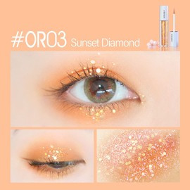 zeesea Glitter Galaxy Colored Liquid Eyeshadow, Dazzling Shimmer Eye Makeup, High Pigmented & Long Lasting (OR03 Sunset Diamond)