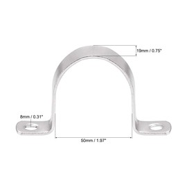 TA-VIGOR 2Pcs Rigid Pipe Straps, 50mm 2 Holes Stainless Steel Tension Tube Clip Clamp, Heavy Duty Conduit Clamps for Pipe Tube Wire Fixing, Laying Plumbing, Electricity, Exhaust