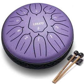 LEKATO Rain Drum for Outside Garden, Steel Tongue Drum 6 Inch 11 Notes, D Major Rain Chime for Meditation Yoga Beginner Musical Drum for Families/Friends