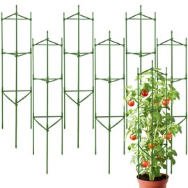 SORANGEUN 6 Pack Tomato Cages for Garden, 48” Metal Tomato Plant Support, Heavy Duty Tomato Cages for Pots, Tomato Trellis for Raised Garden Bed