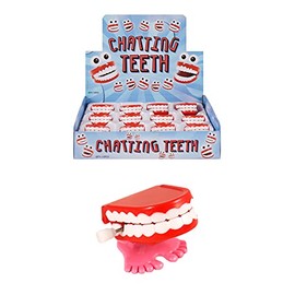 Henbrandt 12x Chattering Teeth Wind Up Clockwork Toy Display Box Joke Prank Halloween Decoration Party Favour Loot Bag Filler Pocket Money Toy for Boys and Girls