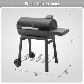 Feasto BBQ Charcoal Grill with Side Table, 30-In Heavy Duty Outdoor BBQ Grill with 647 Sq. In Cooking Area for Outdoor Barbecue in Backyard, Patio and Parties, Black