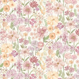 Heroad Peel and Stick Wallpaper Floral Wallpaper Pink Contact Paper for Cabinets Self Adhesive Removable for Bathroom Nursery Bedroom Beadboard Farmhouse Vinyl 17.3”x362”