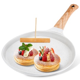 AOSION 11 inch Crepe Pan Nonstick Dosa Tawa Pan,Ceramic Coating Skillet Pan,Tortilla Pan for Pancake Omelette Steak Frying Egg with Ergonmic Handle,For All Stoves