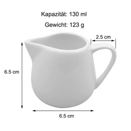 6 x Elegant Ceramic Milk Foam Jugs with Handle, 130 ml Milk Jug Capacity, Drip-Free Spout, Perfect for Coffee Creations, Ceramic Milk Jug