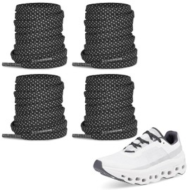 NDTEZUGT 2 Pairs Shoelaces for ON Cloudmonster Sneakers, 7MM Double Polyester Flat Polka Dot Shoe Laces Replacement Strings (Black,47"/120cm)