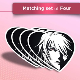 Vinyl Heart Stickers (Set of 4) - Anime Manga Face Japanese Fun Decals for Laptops,Tablets,Luggage,Scrap Booking,Fridges #2810
