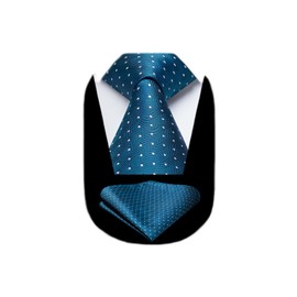 HISDERN Ties for Men Check/Plaid/Polka Dot Tie Wedding Tie with Pocket Square Set Classic Tie Men's Formal Elegant Business, royal
