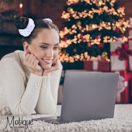 Velvet & Fur Hair Scrunchies for Women and Girls Set of 2 White