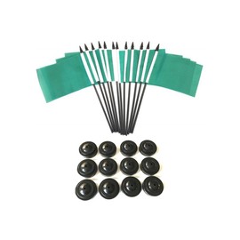 BOX of 12 Solid Green 4"x6" Miniature Desk & Table Flags With 12 Flag Stands, 4x6 Solid Green Small Mini Stick Flags