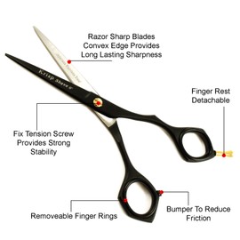 Professional Hair Cutting Scissors - Krisp Shave Stainless Steel Barber Salon Quality Scissor (6 Inch) - Shears for Men's Beard Mustache Women Kids Pets Haircut All Purpose Shear